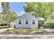 Charming light blue two-story home with landscaped yard, mature trees, and covered porch at 4756 Churchill Rd, North Charleston, SC 29405