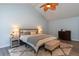 Bright main bedroom featuring a ceiling fan, a plush rug, and neutral decor at 806 Westos Way, Mount Pleasant, SC 29464