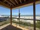 Ocean view from the exposed rafters and beams of a home being constructed near the beach at 2879 Marshall Blvd, Sullivans Island, SC 29482