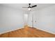 Bedroom with a ceiling fan, hardwood floors, and a double-door closet at 415 Parkdale Drive # E-8, Charleston, SC 29414