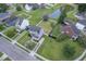 High-angle shot of house nestled in a community, showcasing a pond, yards, and quiet streets at 4847 Cane Pole Ln, Summerville, SC 29485