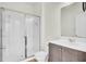 Bathroom features standing shower, vanity with modern fixtures and hardwood floors at 545 Wayton Cir, Moncks Corner, SC 29461