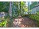 Landscaped backyard with grassy area, trees, plants, and a stepped deck at 794 Hunt Club Run, Charleston, SC 29414