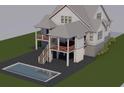 Elevated back patio with pool and stairs leading to backyard at 3806 Cameron Blvd, Isle of Palms, SC 29451