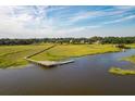 Aerial view of property showing private dock and marsh views at 2038 Ironstone Aly # 17, Charleston, SC 29407