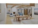 Open living and dining area with fireplace and built-in seating at 420 Greenwich St, Mount Pleasant, SC 29464
