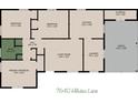 3 bed, 1 bath ranch home floor plan, including living room and kitchen at 7640 Hillview Ln, North Charleston, SC 29420