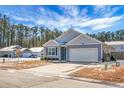 Two-car garage home with gray siding, and a small front yard at 221 Rubles Ln, Moncks Corner, SC 29461
