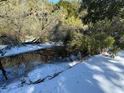 Small creek partially frozen over with snow on ground at 613 Pompano St, Edisto Island, SC 29438