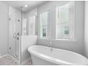 Spa-like bathroom with soaking tub and walk-in shower at 117 Wonder Sol Way, Summerville, SC 29485