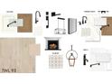 Kitchen, bathroom, and laundry room design board with material samples and fixtures at 2253 Blue Bayou Blvd, Johns Island, SC 29455