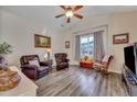 Spacious living room with hardwood floors and vaulted ceiling at 329 Flyway Rd, Goose Creek, SC 29445