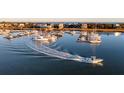 Aerial view of a boat traveling through a marina at 67 W We 10Th St # A-8, Folly Beach, SC 29439