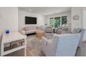 A cozy living room featuring bright, neutral decor and large windows with views of greenery at 1365 Dunlin Court, Share C, Kiawah Island, SC 29455