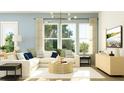 Bright and airy living room featuring a comfortable sectional sofa, modern lighting, and large windows with scenic views at 233 Denham St, Summerville, SC 29486