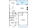 Open-concept floor plan showcasing the kitchen, dining area, great room, office, and two car garage at 2010 Mcguire Ln # 003, Hollywood, SC 29449