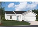Exterior view of a single-story home with a two-car garage and a well-manicured lawn at 5032 Scow Ct, Summerville, SC 29485