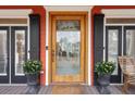 Beautiful front door with glass detailing and charming potted plants at 2786 Parkers Landing Rd, Mount Pleasant, SC 29466