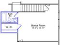 Detailed second floor plan featuring a bonus room, full bath, walk-in closet and stair access to the first floor at 478 Rowley Ln, Summerville, SC 29486