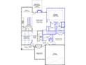 Detailed floor plan featuring three bedrooms, two bathrooms, kitchen, dining room, living room, and a two-car garage at 478 Rowley Ln, Summerville, SC 29486