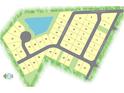 Community street map highlighting lot locations, streets, and nearby amenities like a pond at 332 Dickerson Ln, Lincolnville, SC 29485