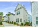 Charming two-story home with light siding, palm trees, well-kept landscaping, and a concrete walkway at 2002 Stonebraker Ln, Hanahan, SC 29410