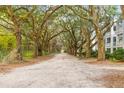The driveway leads up to the condominium complex, lined with mature trees and natural landscaping at 60 Fenwick Hall Allee # 521, Johns Island, SC 29455