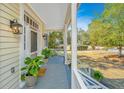 Cozy front porch with a patterned rug and potted plants creating a welcoming entrance at 207 S Gum St, Summerville, SC 29483