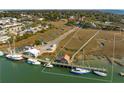 An aerial view shows the property lines along the water at 232 Haddrell St, Mount Pleasant, SC 29464