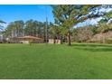 Spacious backyard with lush green grass, storage shed, and mature trees at 102 Wright Ln, Goose Creek, SC 29445