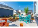 Inviting backyard with a round table, four chairs, and curated landscaping, perfect for outdoor relaxation at 758 Blueway Ave, Summerville, SC 29486