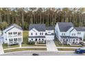 Aerial view of a home with a manicured lawn and a stunning tree-lined backdrop at 217 Woodland Oak Way, Summerville, SC 29485
