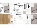 Selection of interior design elements: countertops, lighting, faucets, and flooring samples at 149 Cantona Dr, Summerville, SC 29483