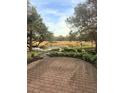 Serene brick-paved backyard patio with beautiful marsh views, lush greenery, and charming decorative lighting at 172 Mary Ellen Dr, Charleston, SC 29403