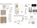 Selection of interior design materials for a home, including paint, backsplash, countertop, and flooring at 724 Rumbling Leaf Ln, Summerville, SC 29486