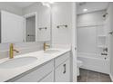 Bathroom featuring double sink vanity, chrome fixtures and a shower-tub combination at 151 Cantona Dr, Summerville, SC 29483