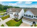 Stunning aerial showcases a suburban neighborhood, highlighting manicured lawns, driveways, and charming home exteriors at 107 Goose Rd, Summerville, SC 29483