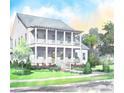 Illustration of two-story home featuring double porches and professional landscaping at 3893 Summerton St, Mount Pleasant, SC 29466