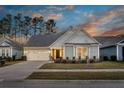 Inviting home exterior with a two-car garage, lush landscaping, and a covered front entry at 105 Bluff Isle Ct, Summerville, SC 29486