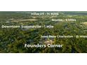 Aerial view of Founders Corner shows proximity to Nexton, Volvo, Summerville and Charleston at 347 Dickerson Ln, Lincolnville, SC 29485
