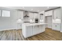 Modern kitchen with stainless steel appliances, large island, and sleek white cabinetry at 134 Palfrey Dr, Ridgeville, SC 29472