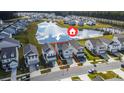 Aerial view of home and community, highlighting the proximity to the pond at 509 Purple Finch Rd, Summerville, SC 29486
