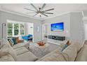 Inviting living room features a ceiling fan, large windows, and a comfortable sofa with stylish throw pillows at 500 Bucksley Ln # 308, Charleston, SC 29492