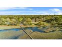 Picturesque aerial shot of a home with access to a private dock and stunning water views at 5758 Chisolm Rd, Johns Island, SC 29455