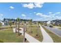 Beautiful aerial view of a community park lined with palm trees and sidewalks at 85 Arrowwood Way, Summerville, SC 29485