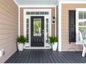 Elegant front entrance boasting a glass-paneled door and decorative potted plants at 545 Two Mile Run, Johns Island, SC 29455