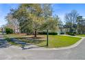 Neighborhood street view showcasing the property with mature trees, sidewalk, and a well-kept lawn at 3447 Toomer Kiln Cir, Mount Pleasant, SC 29466