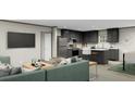 Open-concept living space showcasing a kitchen with modern finishes and comfortable living area at 525 Railed Ridge Way, Moncks Corner, SC 29461