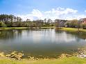 Expansive view of a large pond surrounded by lush trees and a beautiful sky at 138 Sandshell Dr, Charleston, SC 29492