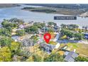 A picturesque aerial view showing the home's location on the Stono River at 3552 Old Ferry Rd, Johns Island, SC 29455